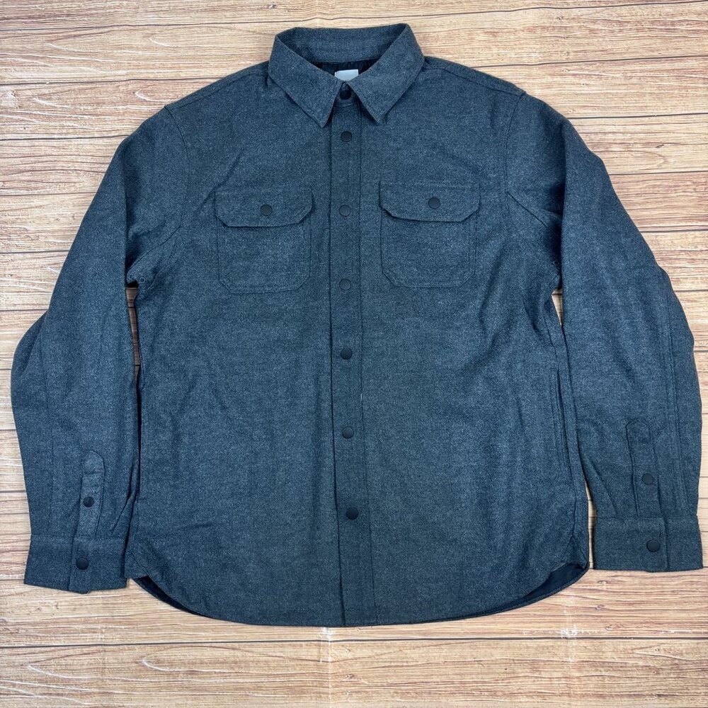 Giasone Mens Long-Sleeve Button-Up Shirt Jacket Gray Size Large
